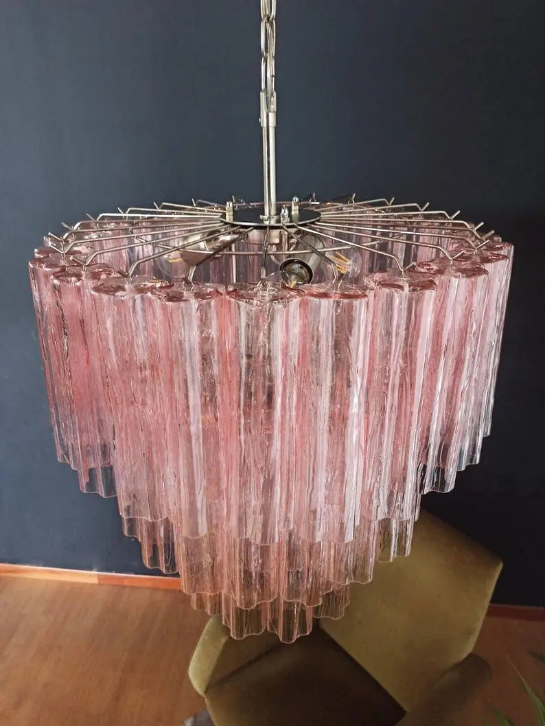 Murano Glass Chandelier – 52 Tubes – Pink