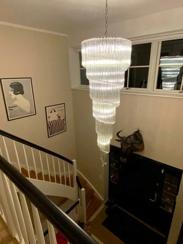 Murano Glass Chandelier – Spiral – 215 Prisms – Transparent
