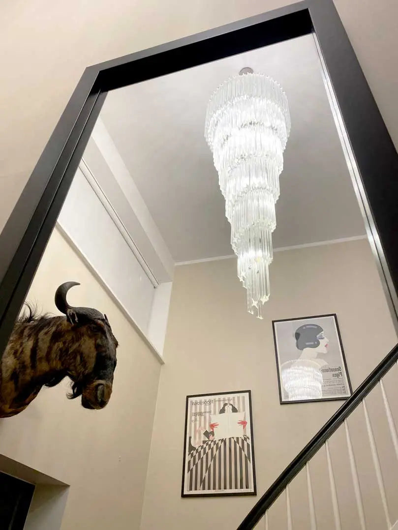 Murano Glass Chandelier – Spiral – 215 Prisms – Transparent