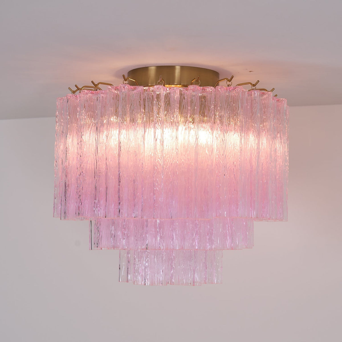 Murano Pink Glass Ceiling Light