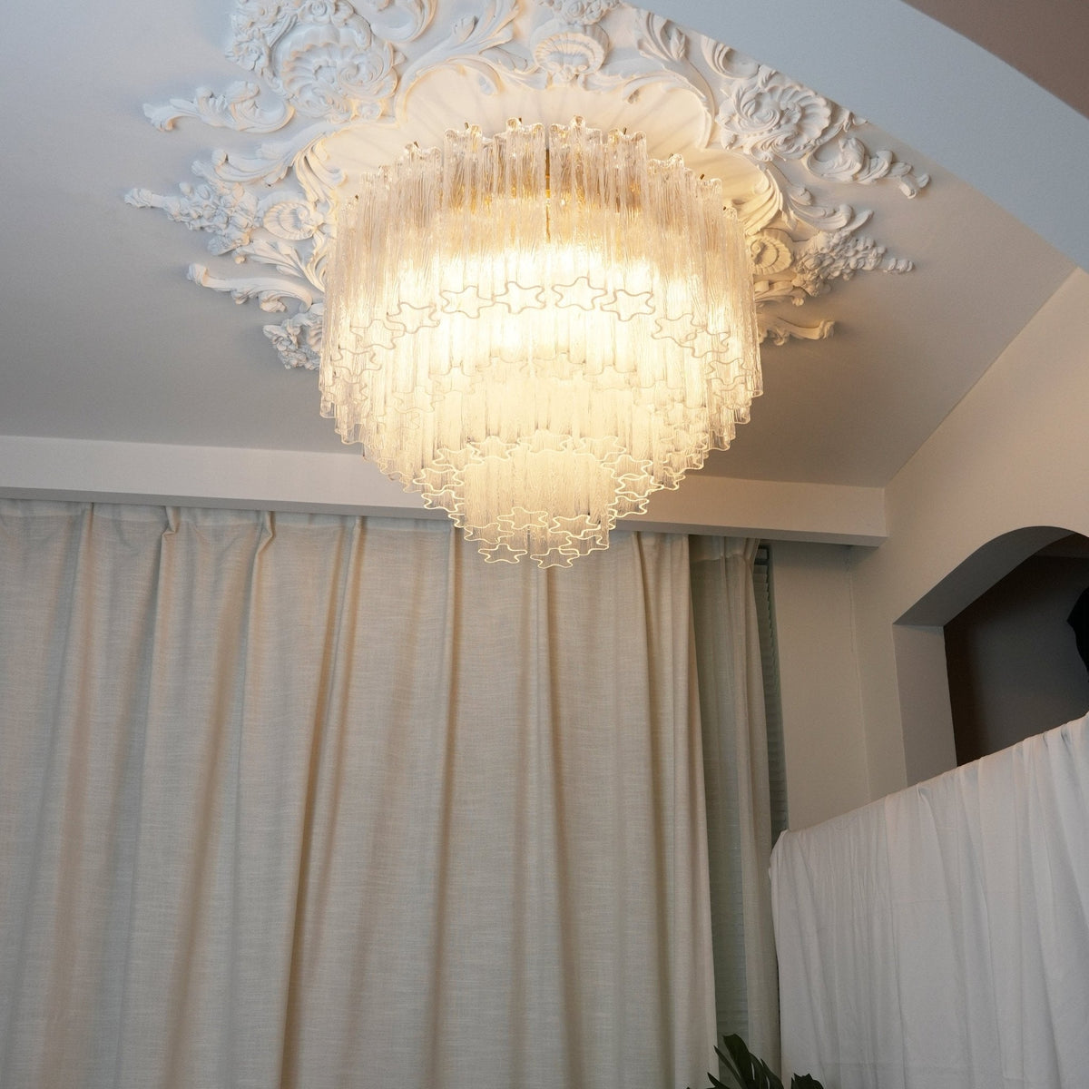 Murano Pink Glass Ceiling Light