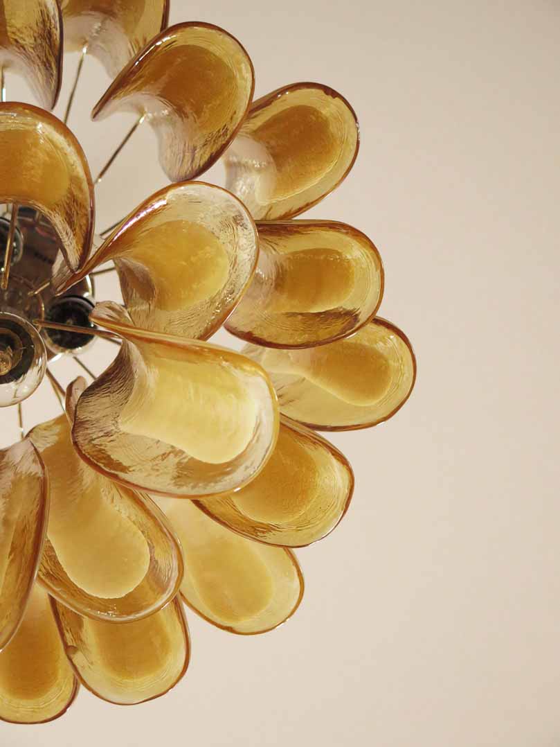 Murano Glass Chandelier – 26 Petals – Amber