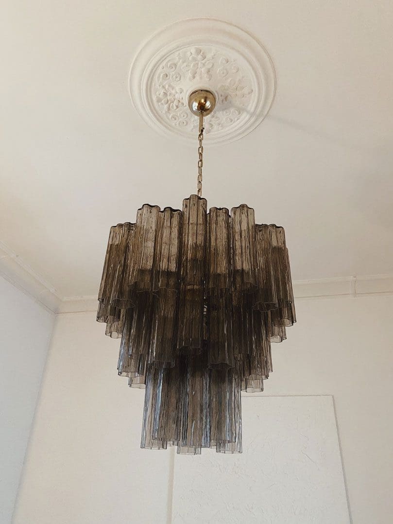 Murano Glass Chandelier – 48 Tubes – Smoked