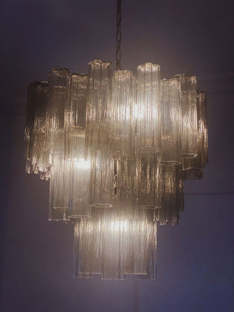 Murano Glass Chandelier – 48 Tubes – Smoked