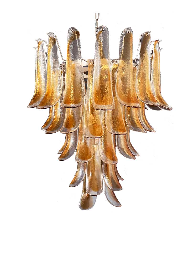 Murano Glass Chandelier – 52 Petals – Amber