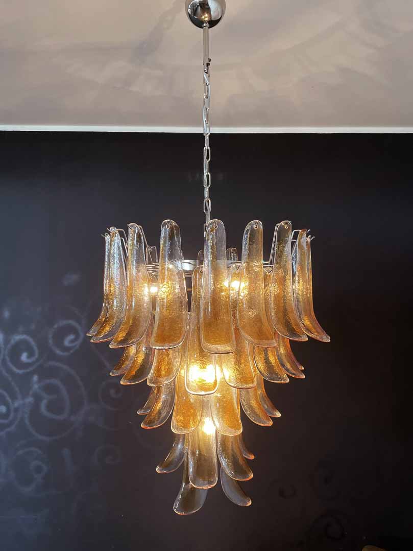 Murano Glass Chandelier – 52 Petals – Amber