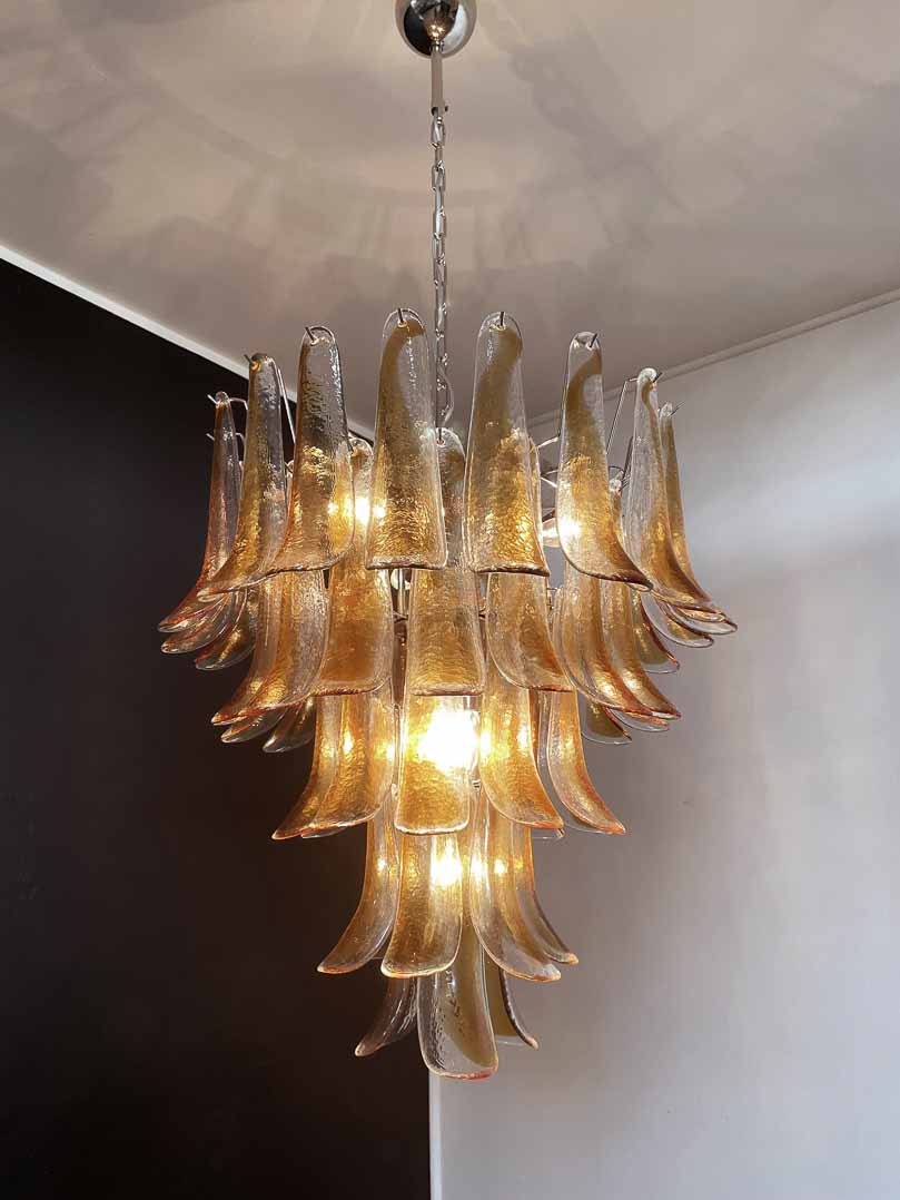 Murano Glass Chandelier – 52 Petals – Amber