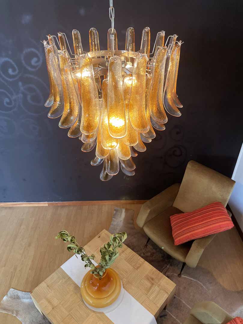 Murano Glass Chandelier – 52 Petals – Amber