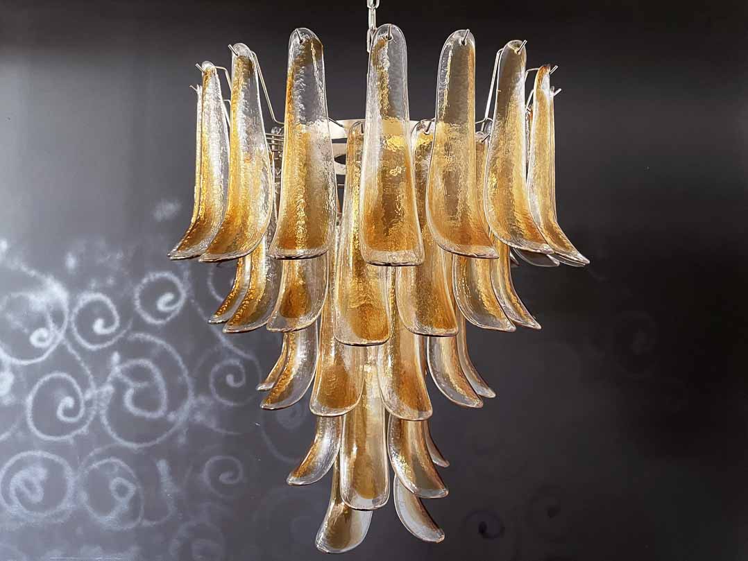 Murano Glass Chandelier – 52 Petals – Amber
