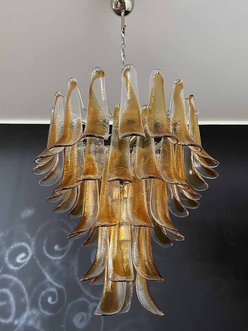 Murano Glass Chandelier – 52 Petals – Amber