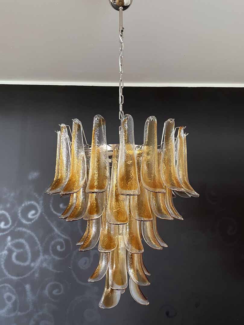 Murano Glass Chandelier – 52 Petals – Amber