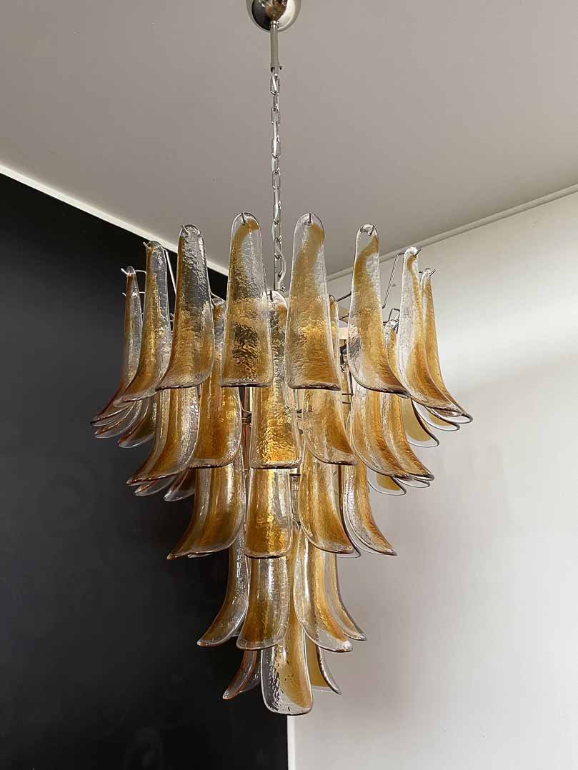 Murano Glass Chandelier – 52 Petals – Amber