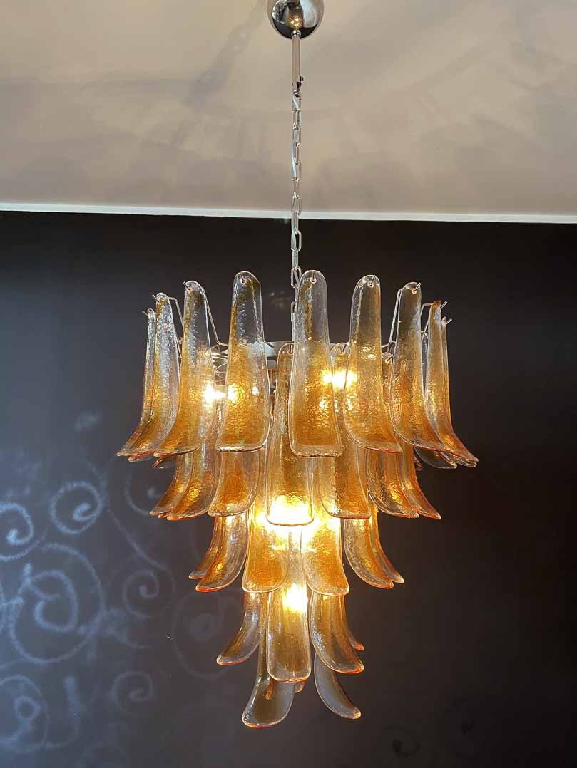 Murano Glass Chandelier – 52 Petals – Amber