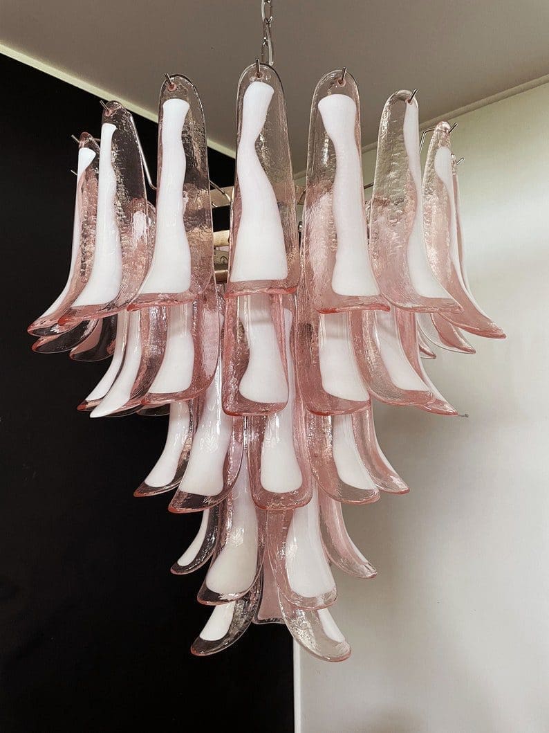 Murano Glass Chandelier – 52 Petals – Pink