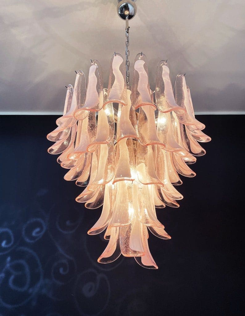 Murano Glass Chandelier – 52 Petals – Pink