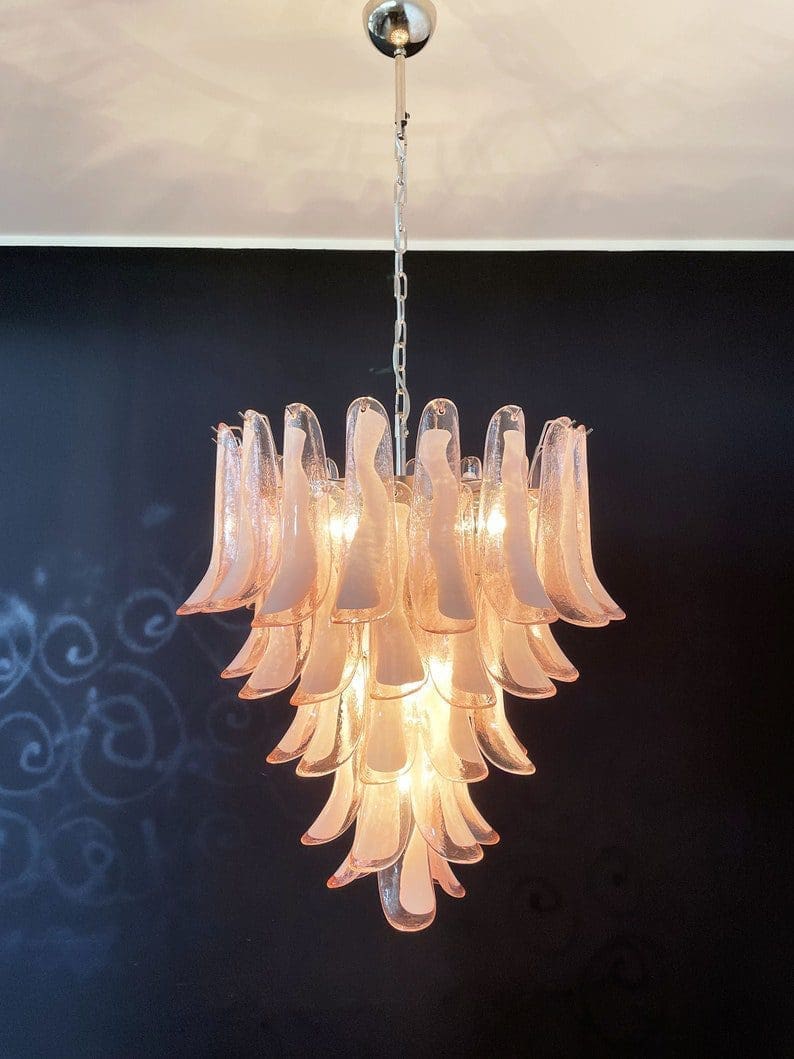 Murano Glass Chandelier – 52 Petals – Pink