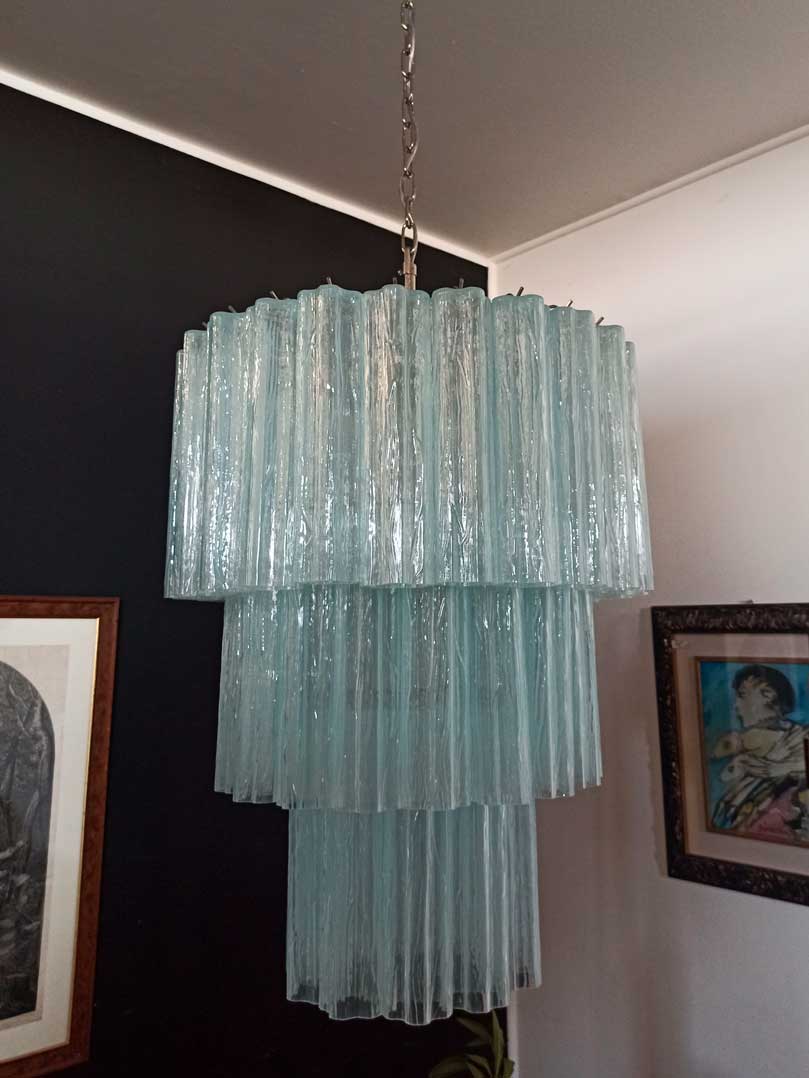 Murano Glass Chandelier – 52 Tubes – Opal