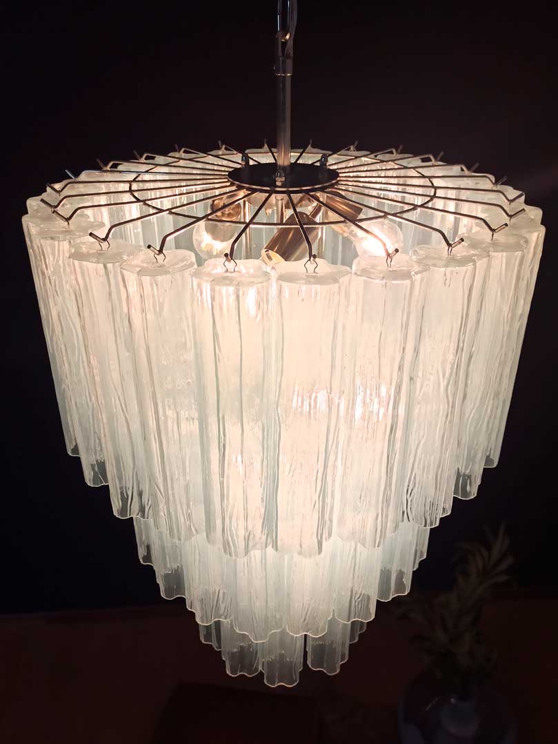 Murano Glass Chandelier – 52 Tubes – Opal