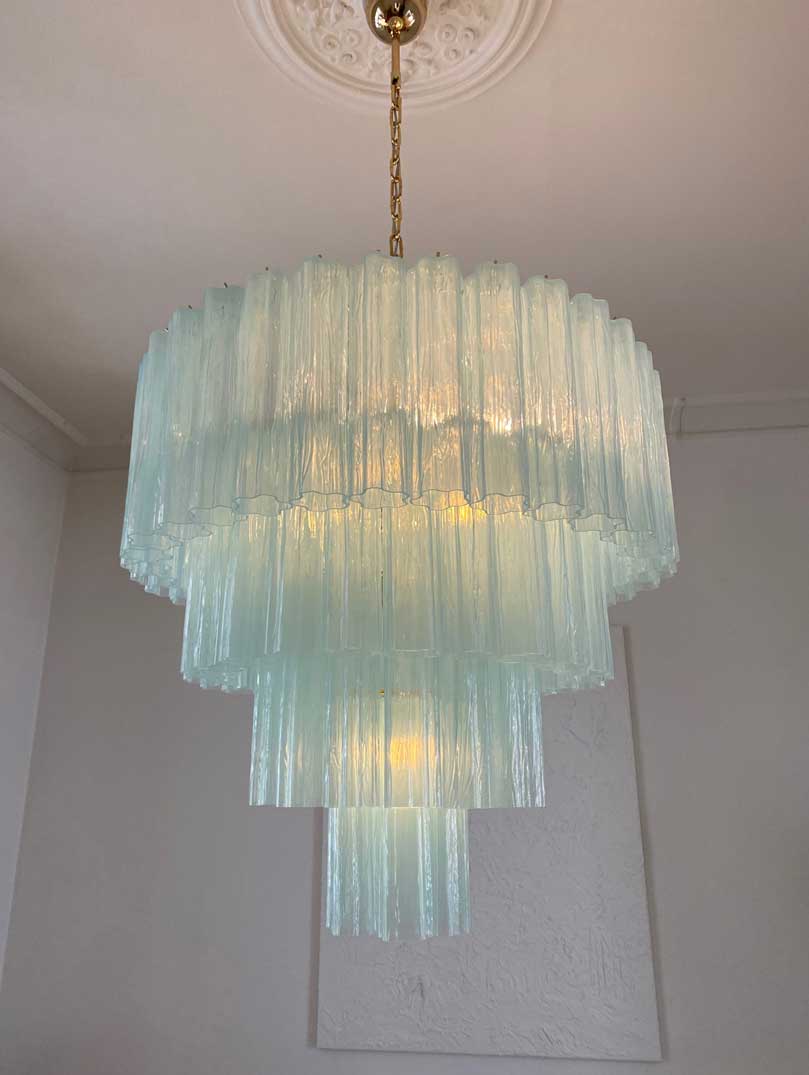 Murano Glass Chandelier – 78 Tubes – Opal