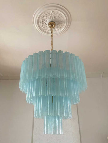 Murano Glass Chandelier – 78 Tubes – Opal