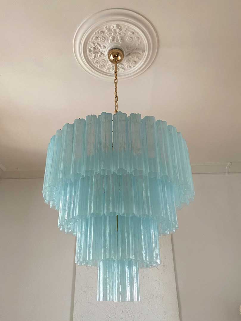 Murano Glass Chandelier – 78 Tubes – Opal