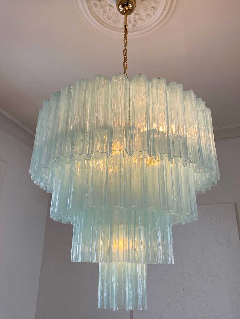 Murano Glass Chandelier – 78 Tubes – Opal