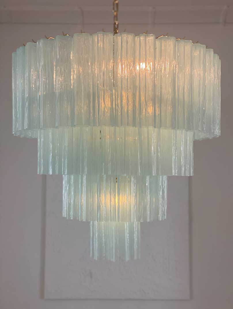 Murano Glass Chandelier – 78 Tubes – Opal