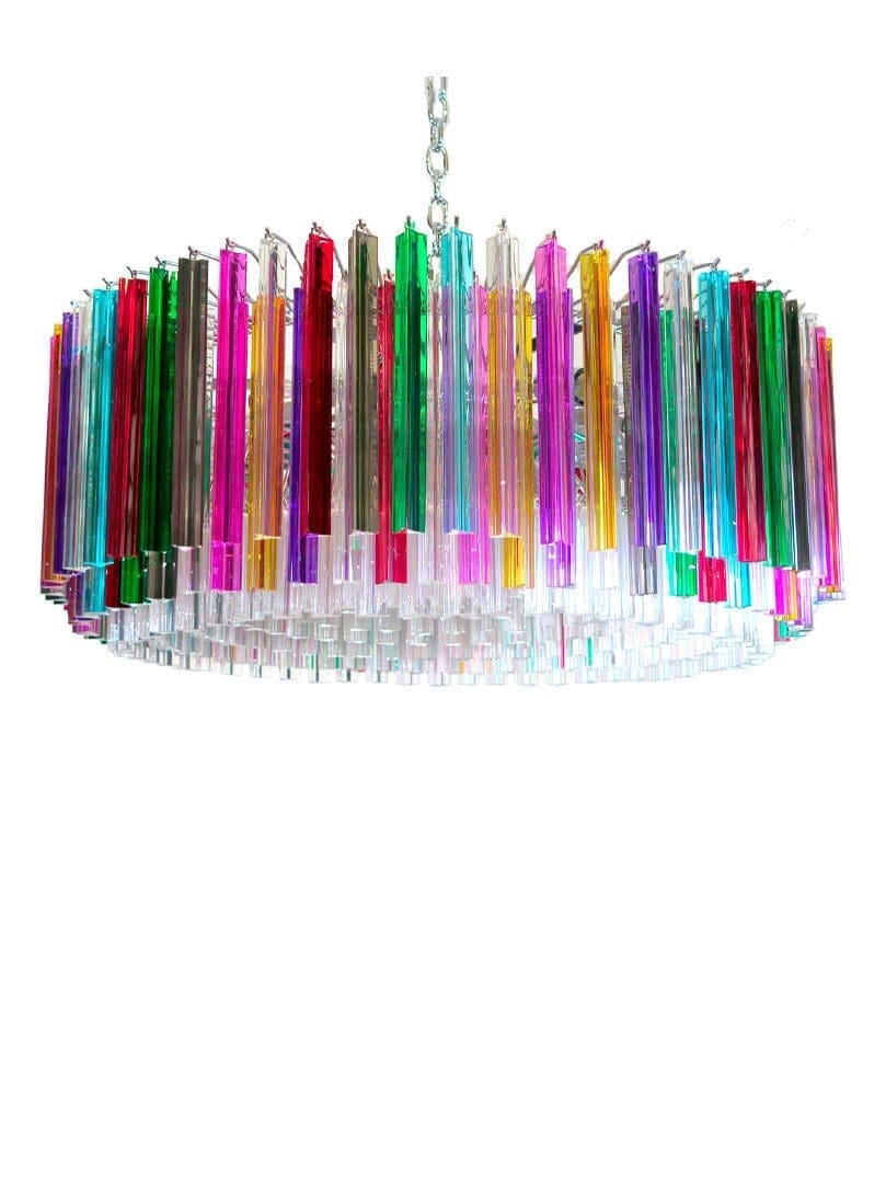 Murano Glass Chandelier – Triedri Round – 391 Prisms – Multi