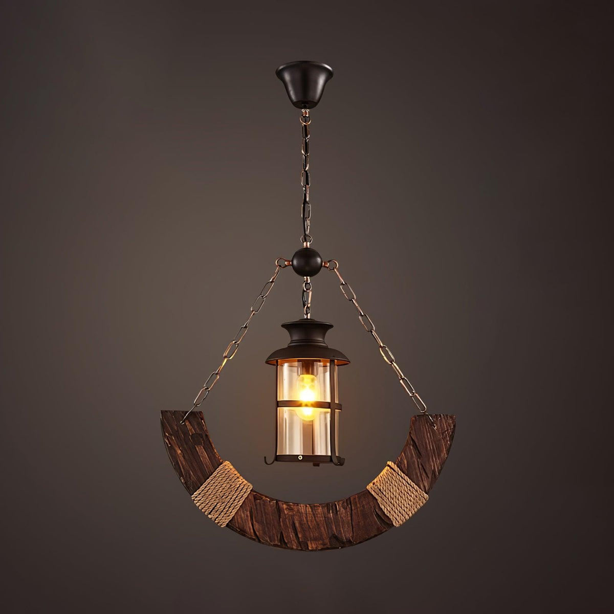 Nautical Industrial Style Wooden Chandelier