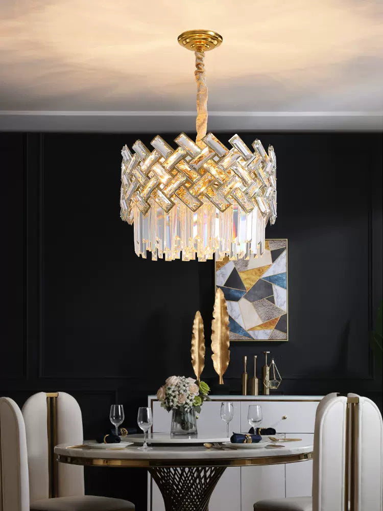 Post-Modern Light Luxury Fence Crystal Chandelier Suit for Living / dining Room