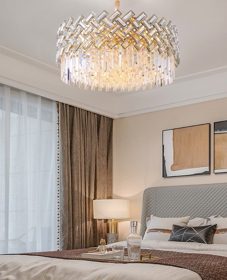 Post-Modern Light Luxury Fence Crystal Chandelier Suit for Living / dining Room