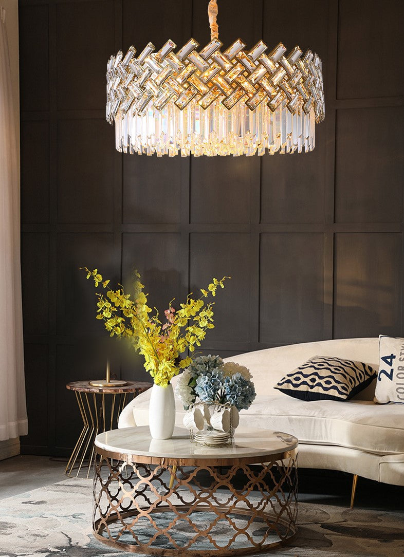 Post-Modern Light Luxury Fence Crystal Chandelier Suit for Living / dining Room
