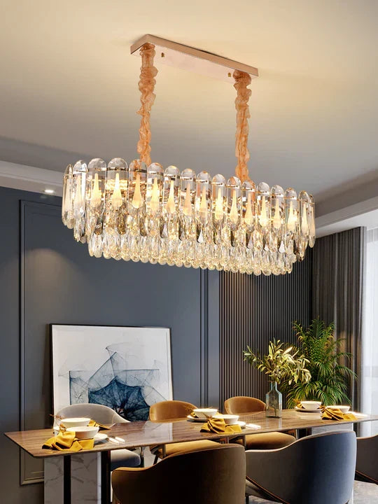 Oversized Transparent Crystal Tiered Chandelier Suit for Living / dining Room / bedroom