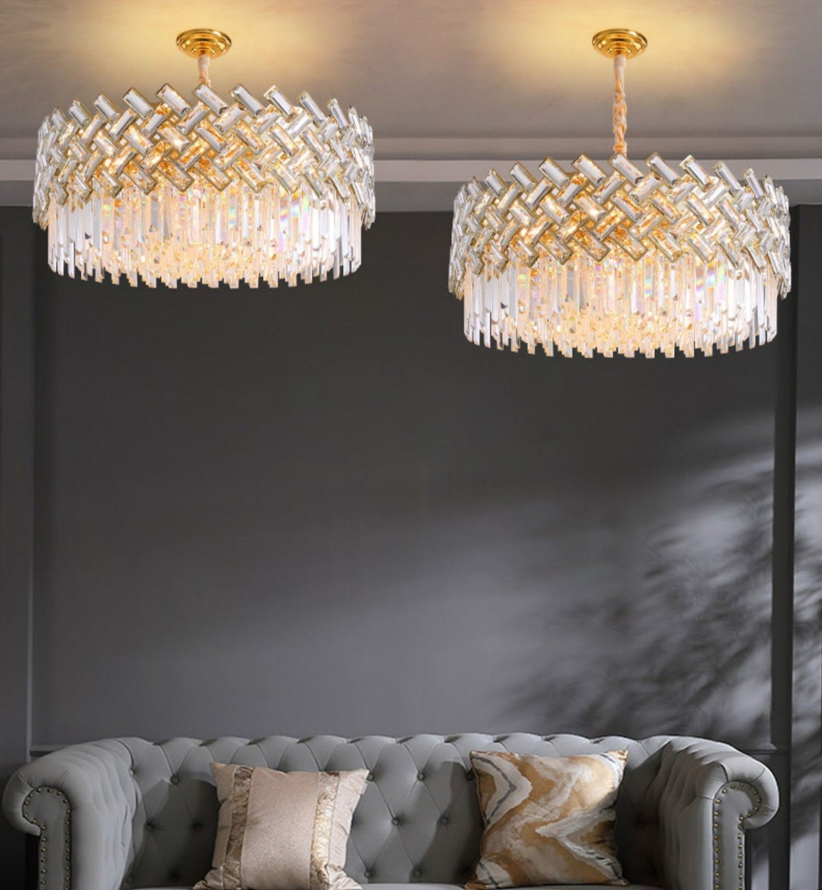 Post-Modern Light Luxury Fence Crystal Chandelier Suit for Living / dining Room