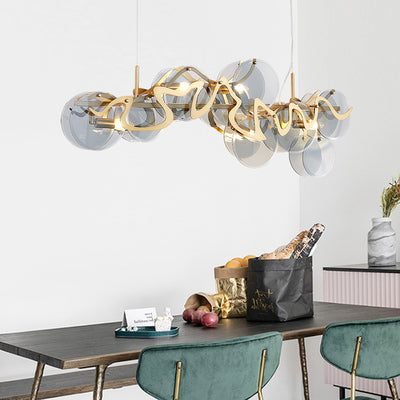 Post-Modern Light Luxury Minimalist Round Glass Cluster Chandelier for Dining / living Room / bedroom