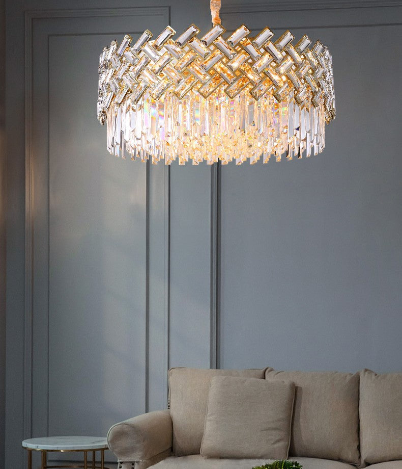 Post-Modern Light Luxury Fence Crystal Chandelier Suit for Living / dining Room