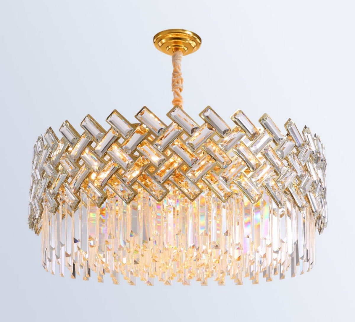 Post-Modern Light Luxury Fence Crystal Chandelier Suit for Living / dining Room