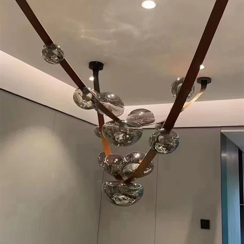 Minimalist Leather Belt Chandelier for Dining / living Room