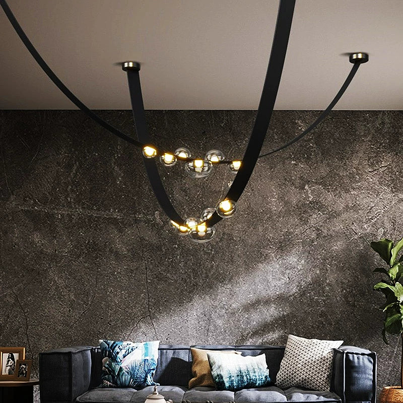 Minimalist Leather Belt Chandelier for Dining / living Room