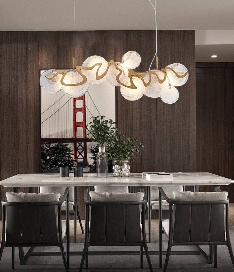 Post-Modern Light Luxury Minimalist Round Glass Cluster Chandelier for Dining / living Room / bedroom