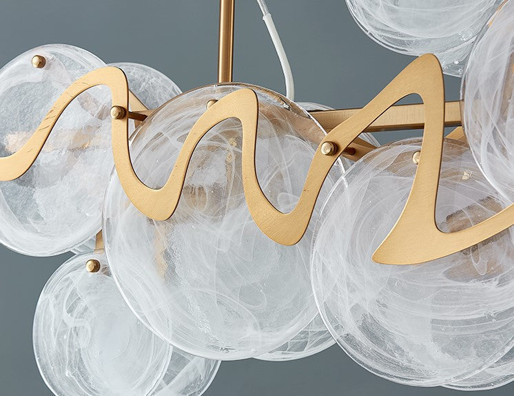 Post-Modern Light Luxury Minimalist Round Glass Cluster Chandelier for Dining / living Room / bedroom
