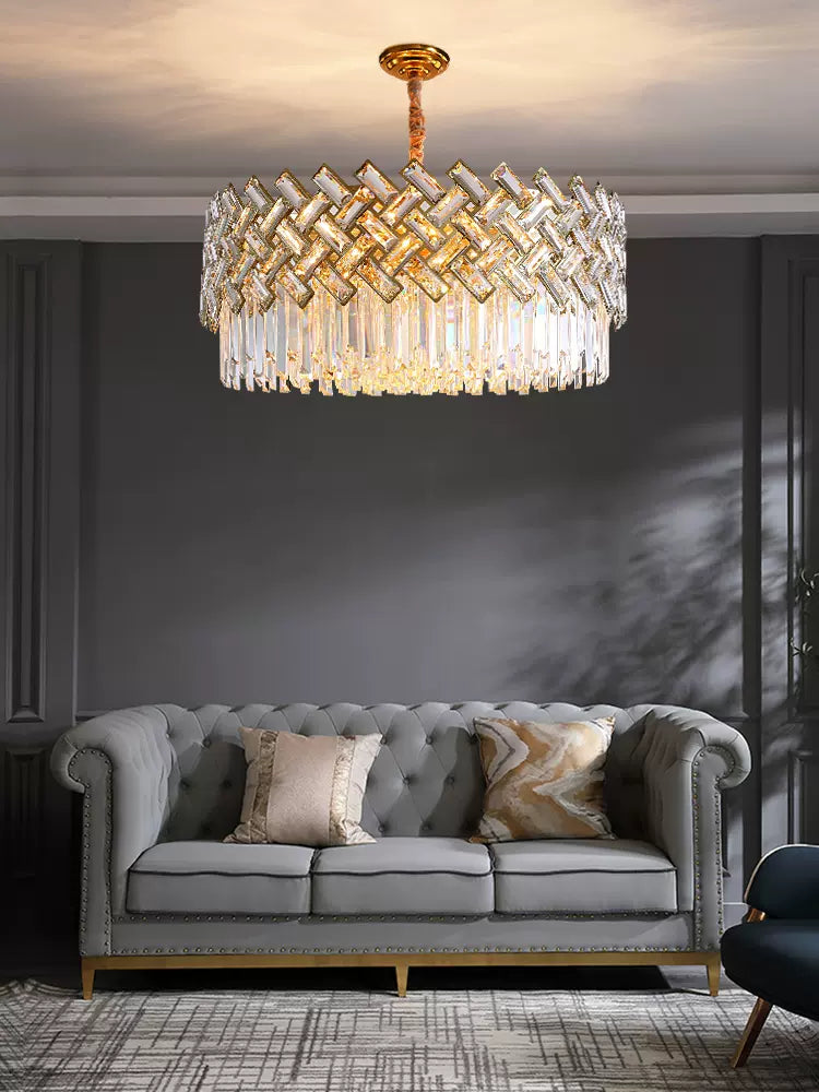 Post-Modern Light Luxury Fence Crystal Chandelier Suit for Living / dining Room