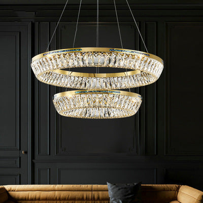 Light Luxury Creative Multi-Layer Shell Crystal Art Chandelier for Living / dining Room