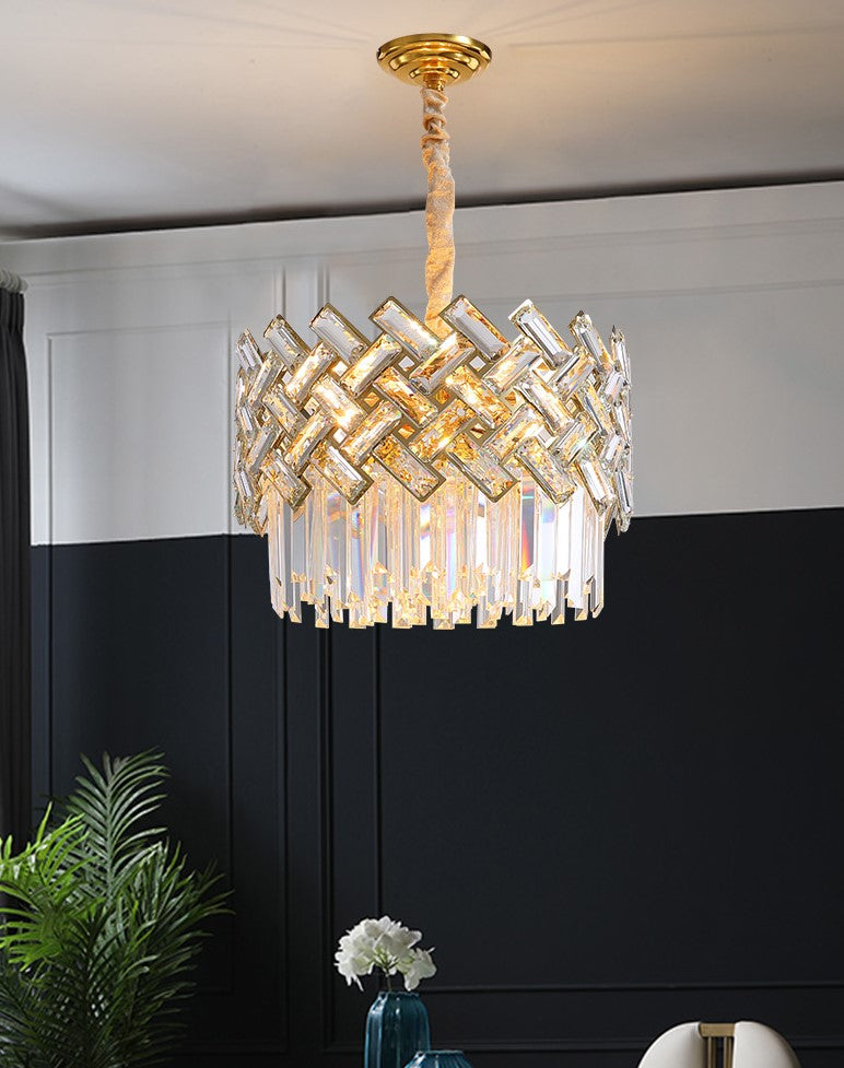 Post-Modern Light Luxury Fence Crystal Chandelier Suit for Living / dining Room