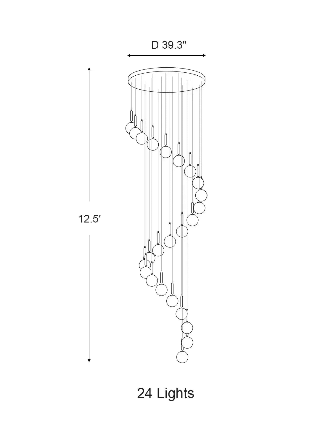 Extra Large Nordic Minimalist Long Pendant Light for Spiral Staircase / high-Ceiling Room