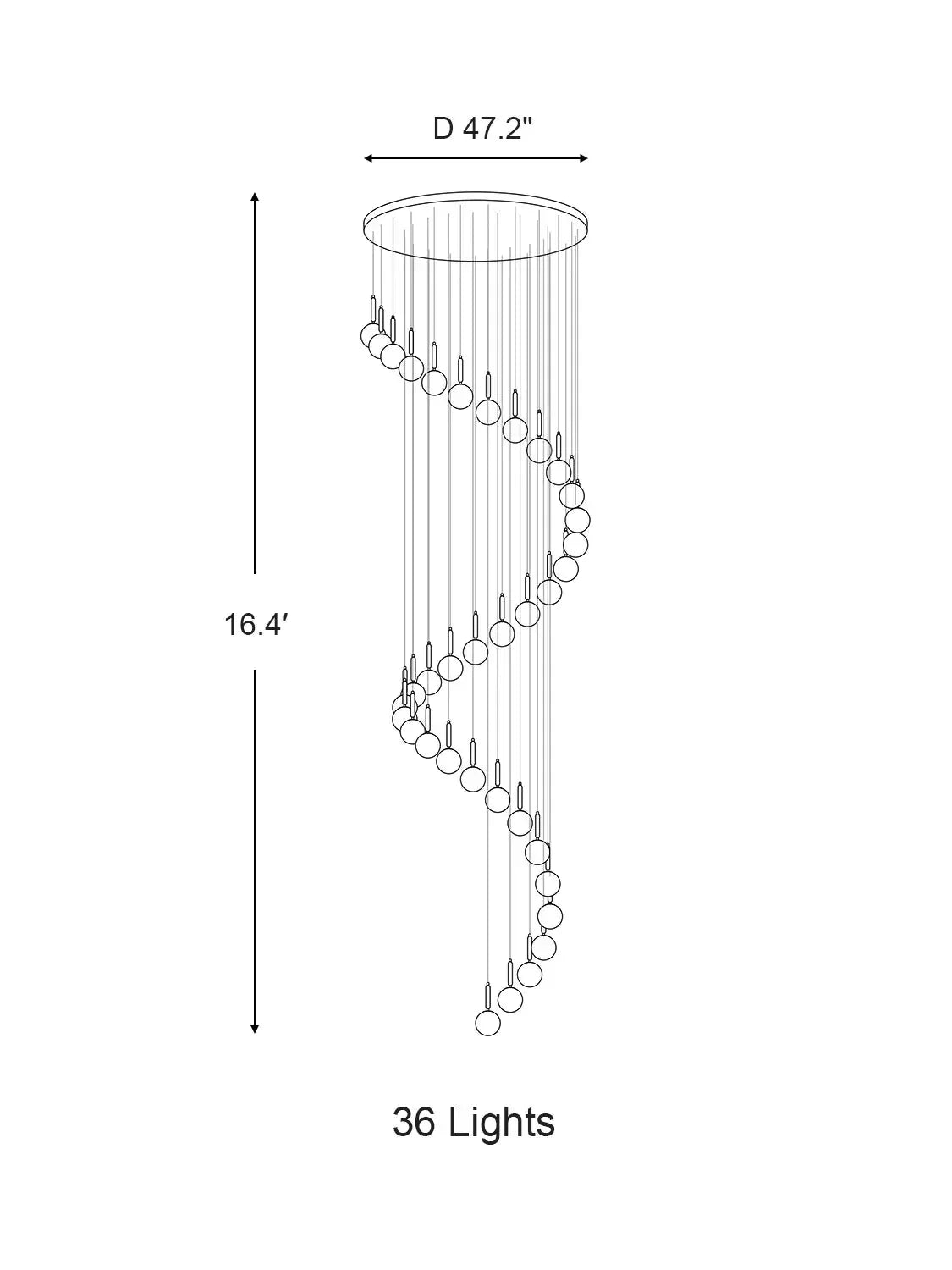 Extra Large Nordic Minimalist Long Pendant Light for Spiral Staircase / high-Ceiling Room