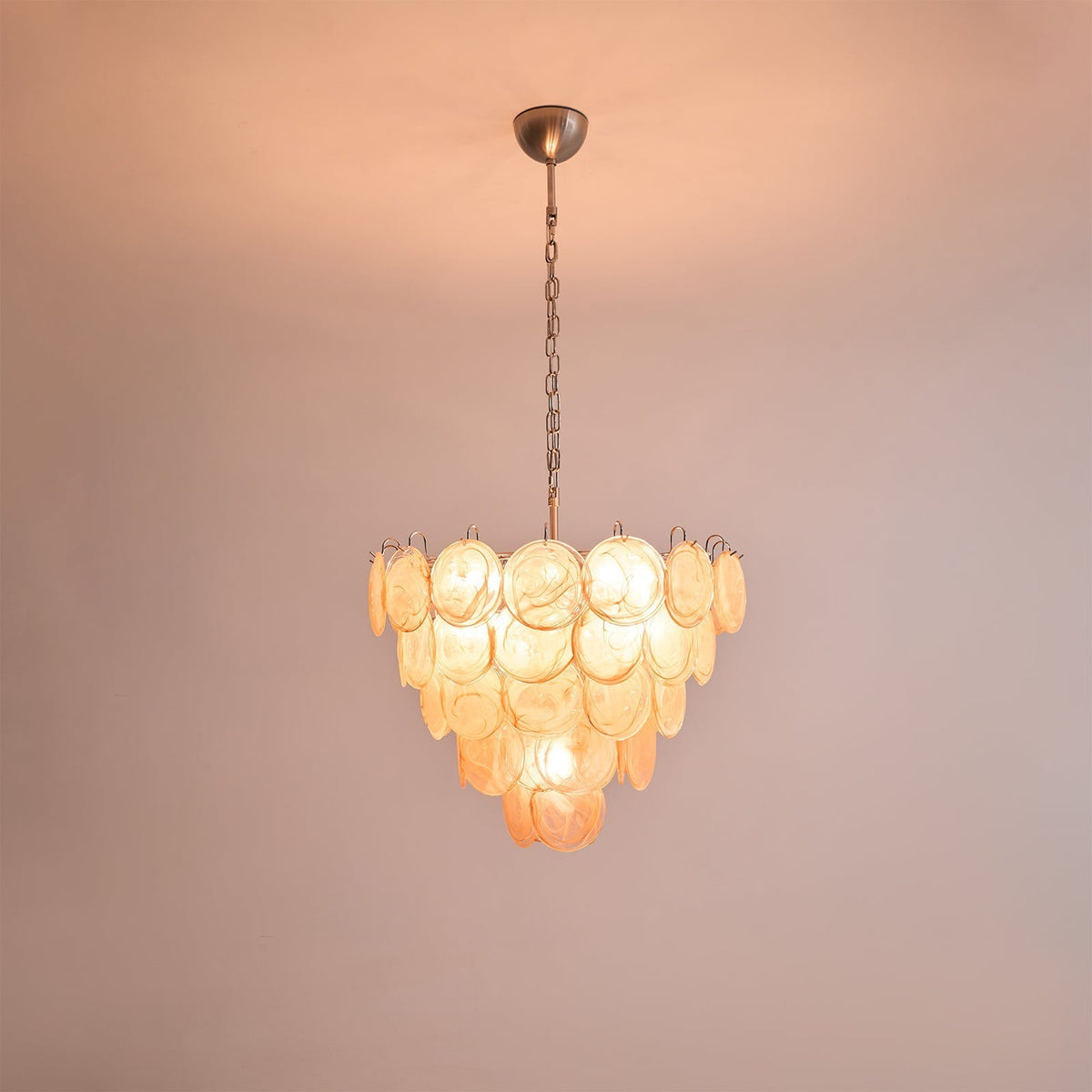 Orange Murano Disc Chandelier