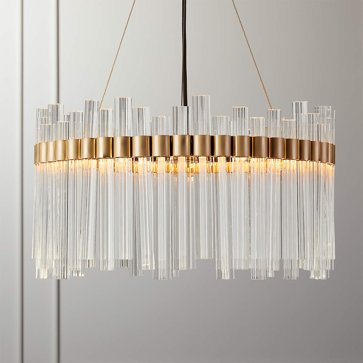 Modern Round Glass Rods Chandelier for Living / dining Room / bedroom