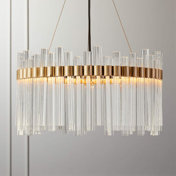 Modern Round Glass Rods Chandelier for Living / dining Room / bedroom
