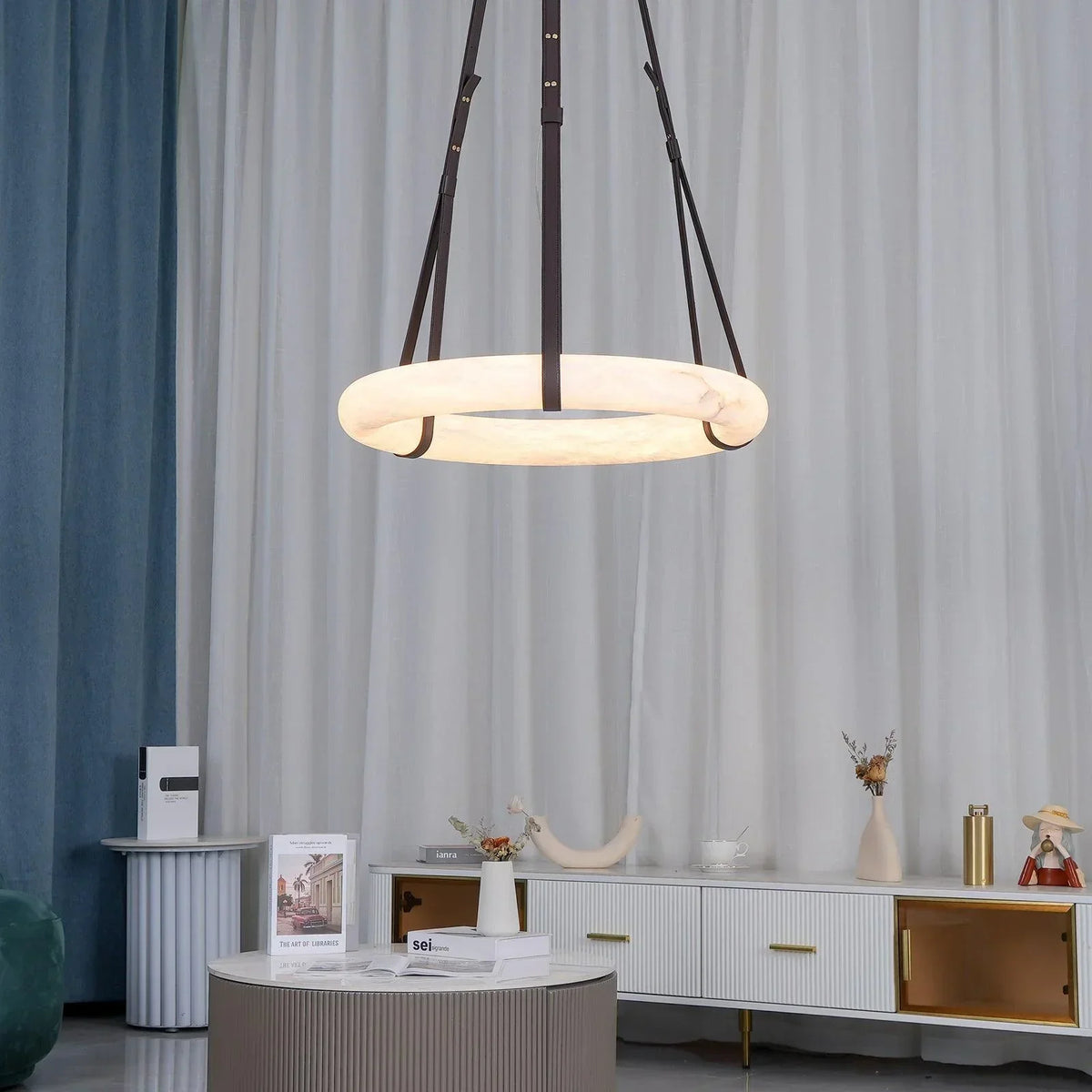 Modern Round Alabaster Chandelier for Living Room / bedroom